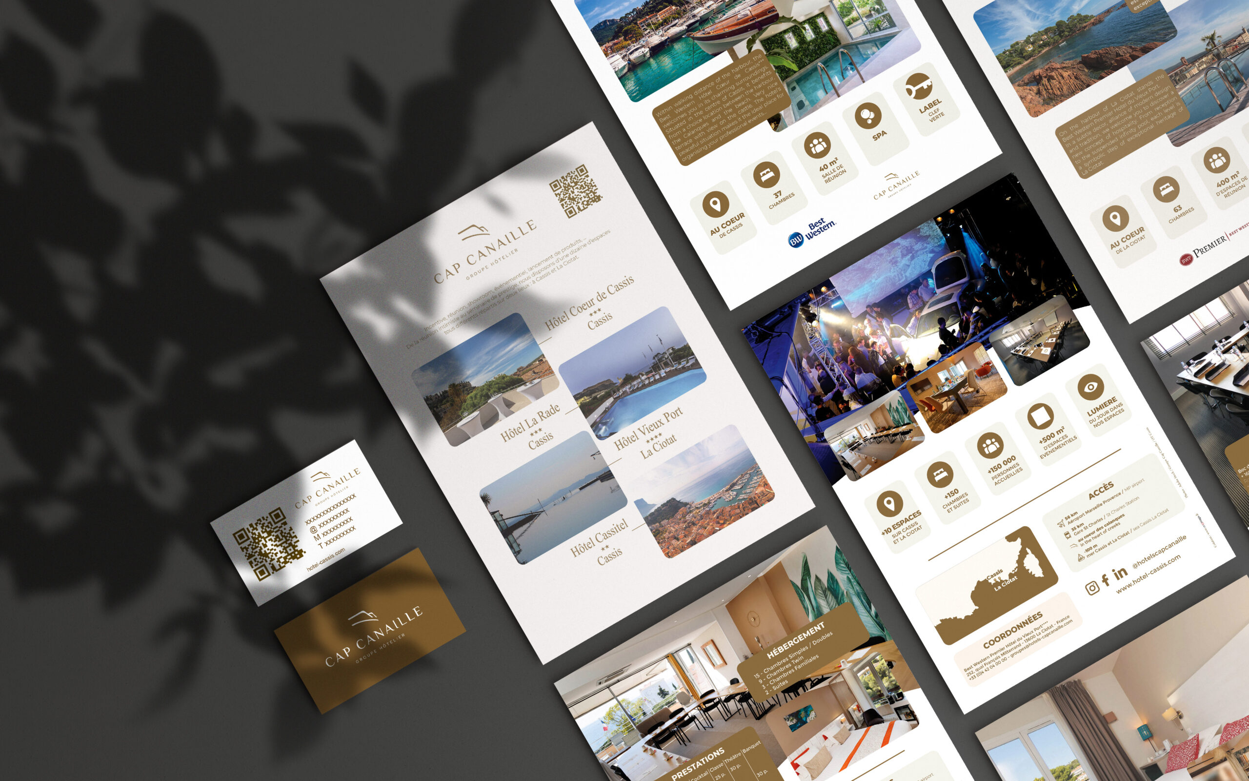 Création d’une gamme de brochures pour le groupe hôtelier Cap Canaille